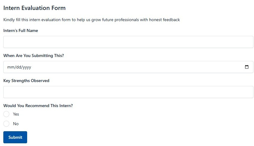 Intern Evaluation Form