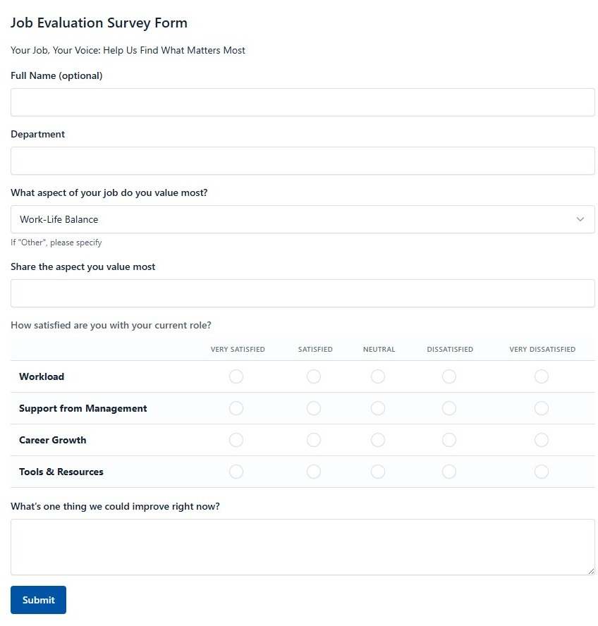Job Evaluation Survey Form