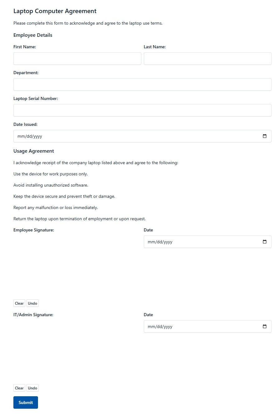 Laptop Computer Agreement