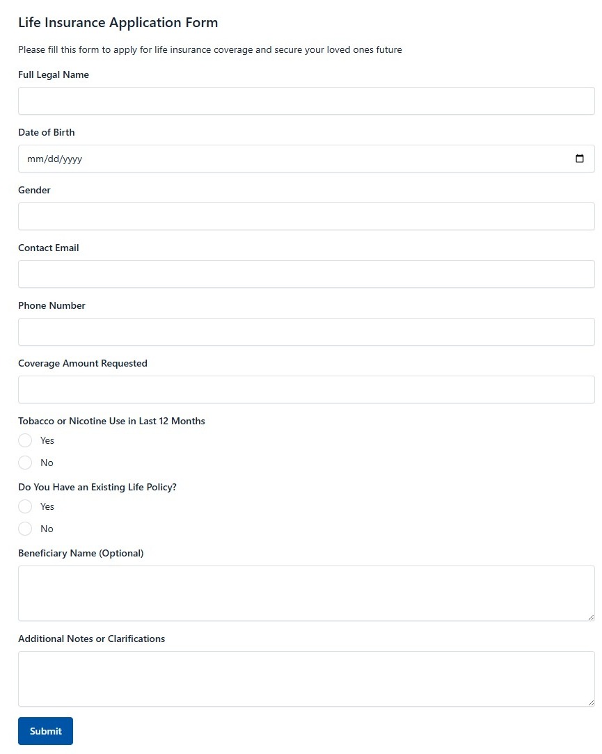 Life Insurance Application Form