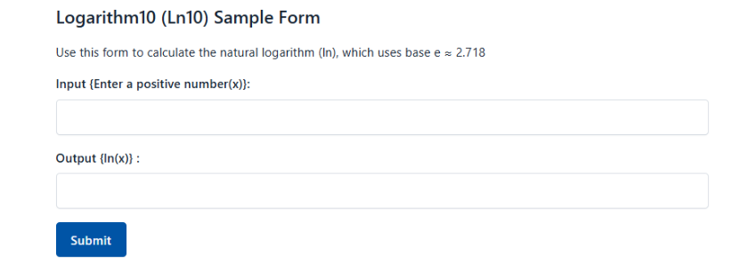 Logarithm10 Ln10 Sample Form