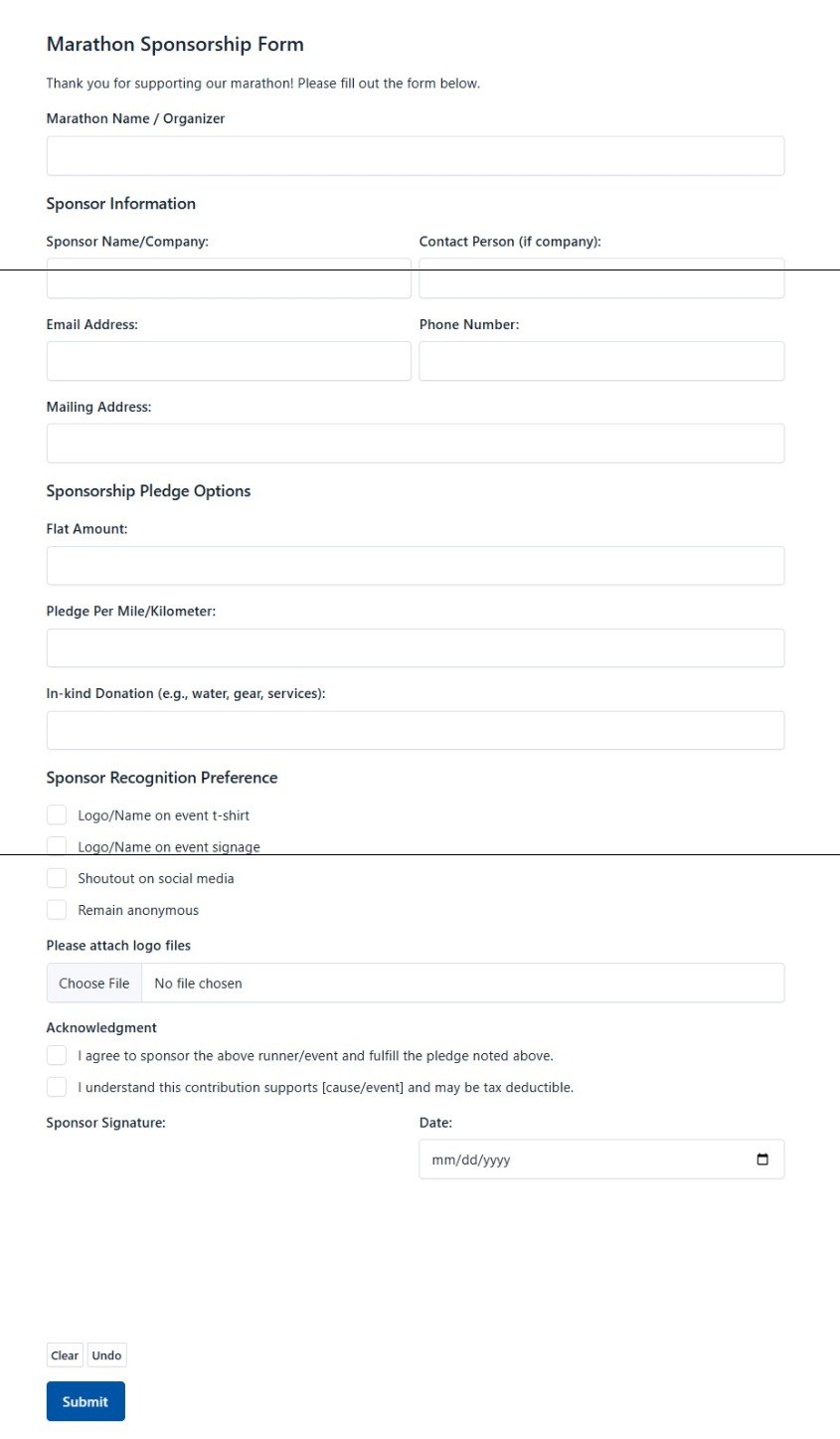 Marathon Sponsorship Form