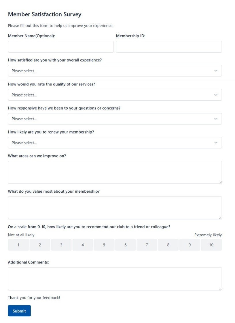 Member Satisfaction Survey Template