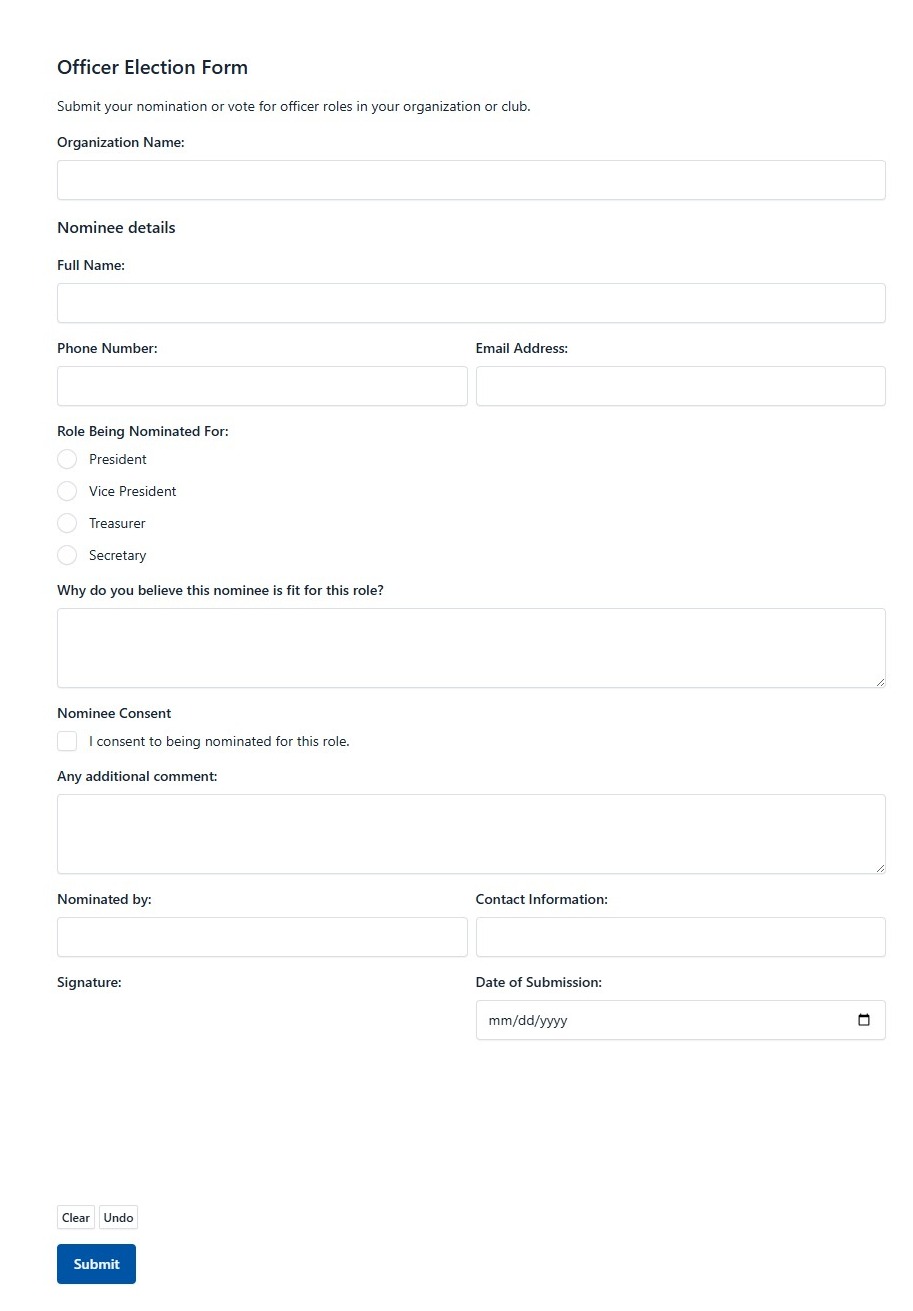 Officer Election Form
