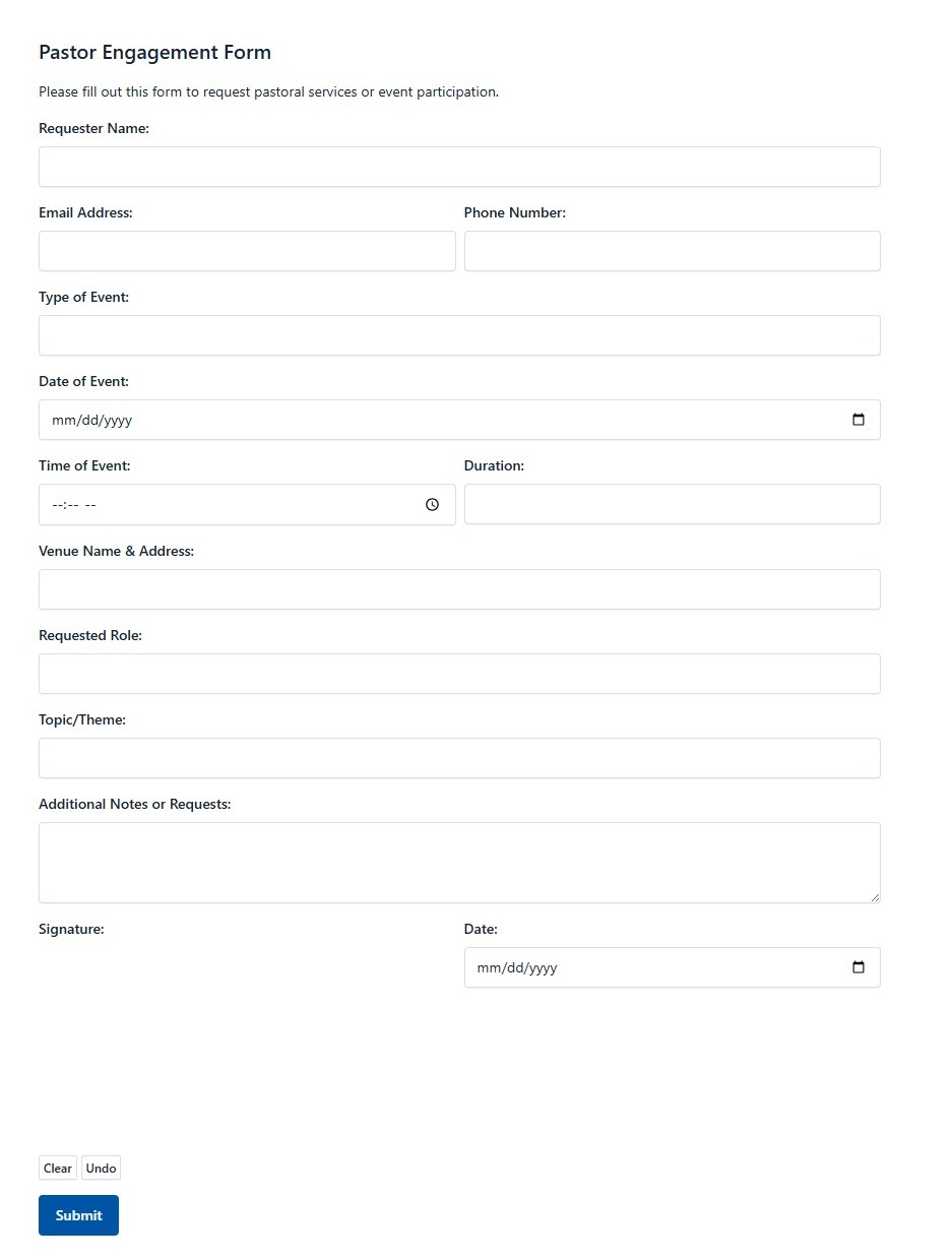 Pastor Engagement Form