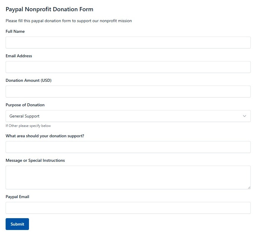 Paypal Nonprofit Donation Form