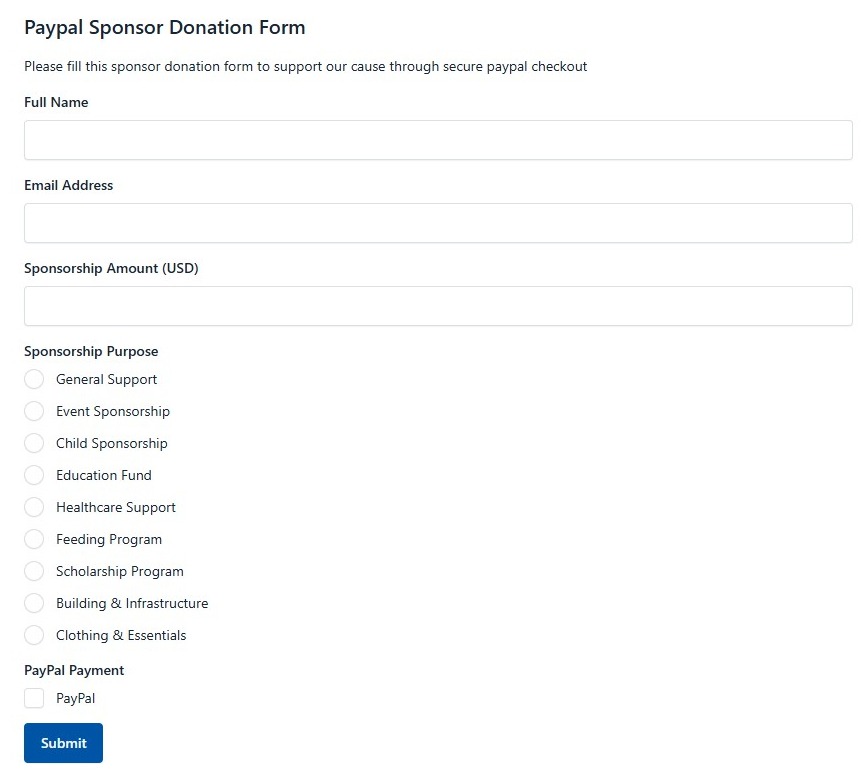 Paypal Sponsor Donation Form