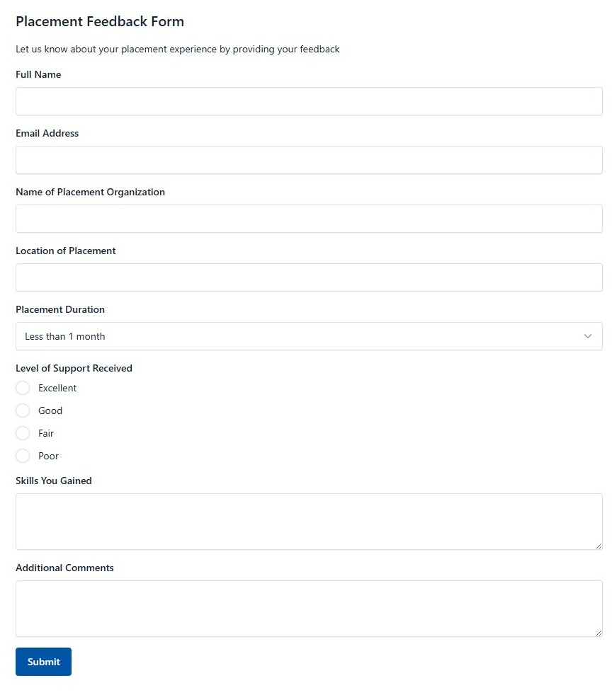 Placement Feedback Form