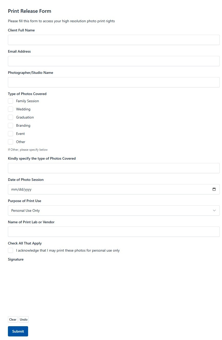 Print Release Form