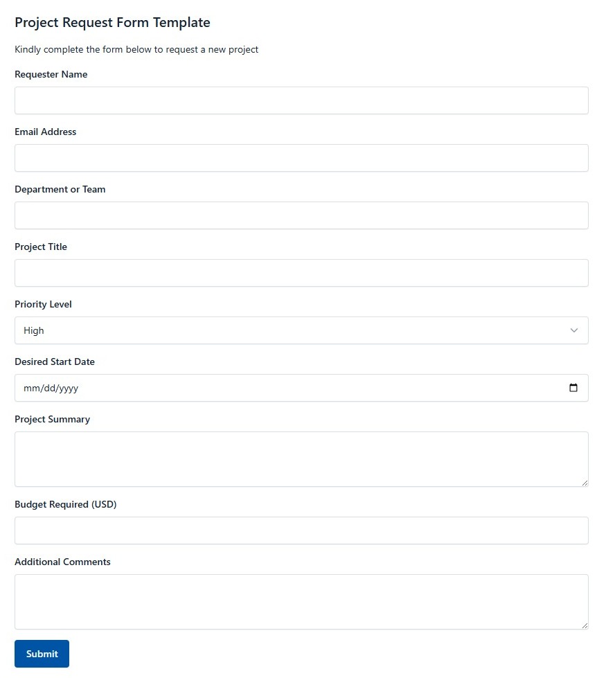 Project Request Form Template
