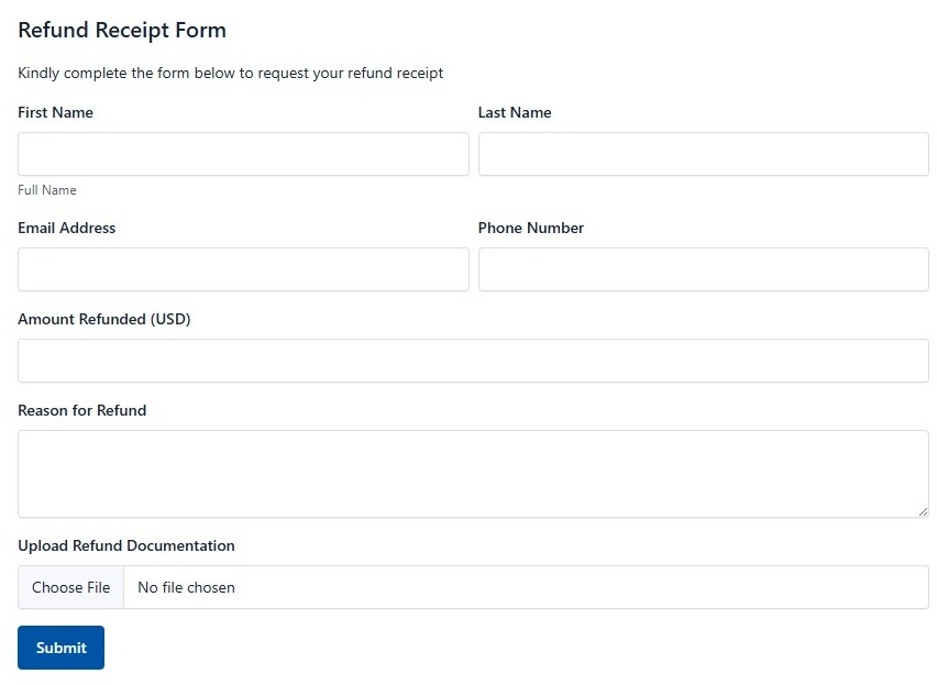 Refund Receipt Form