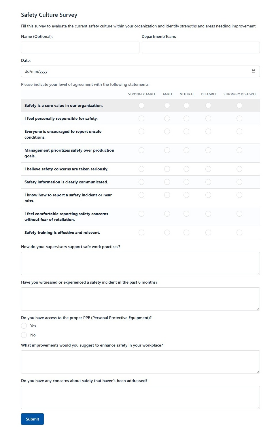 Safety Culture Survey