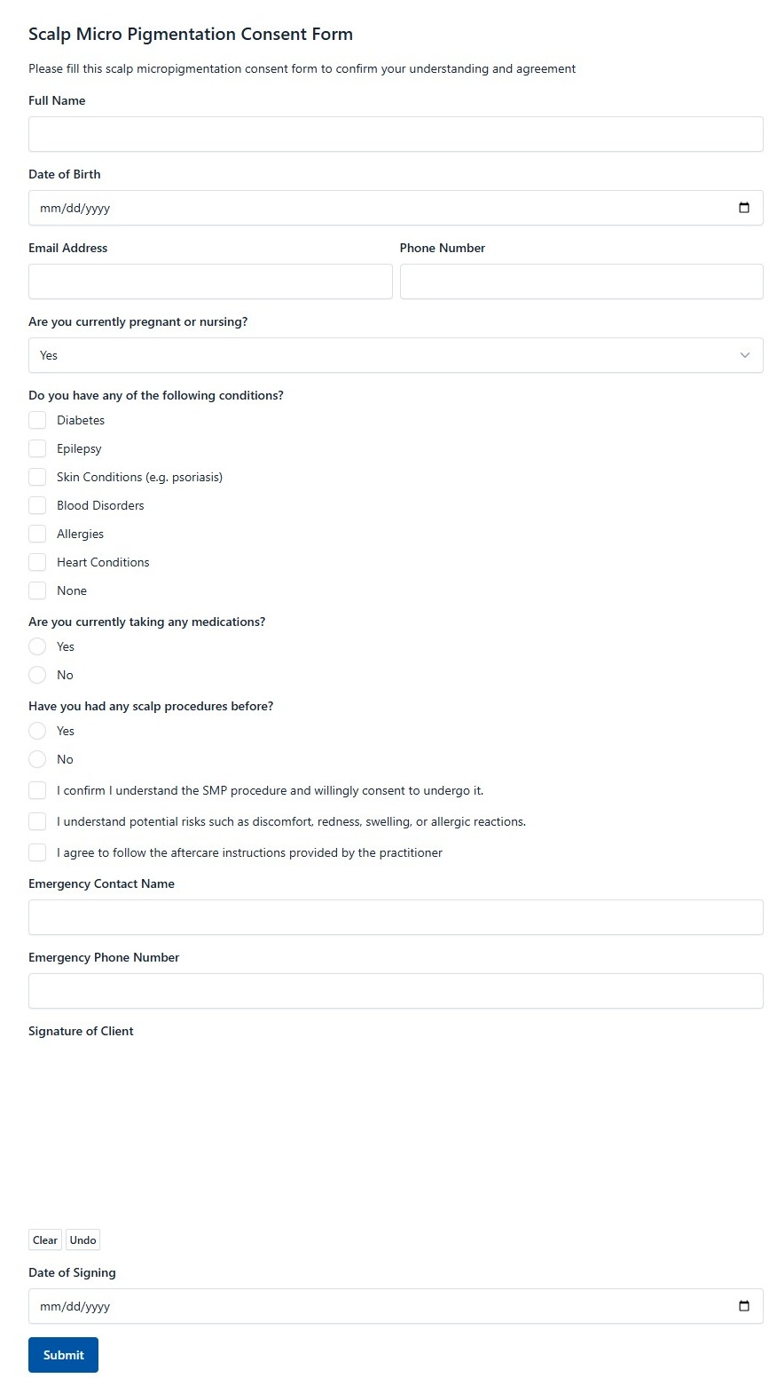 Scalp Micro Pigmentation Consent Form