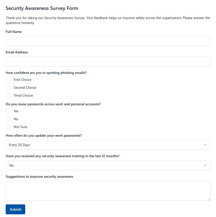 Security Awareness Survey Form