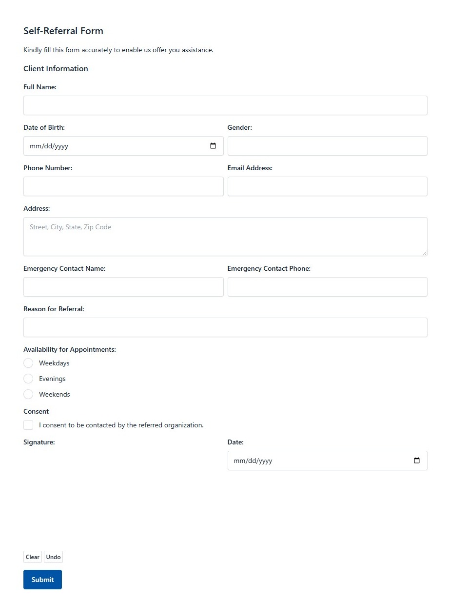 Self Referral Form