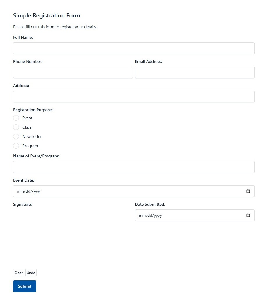 Simple Registration Form
