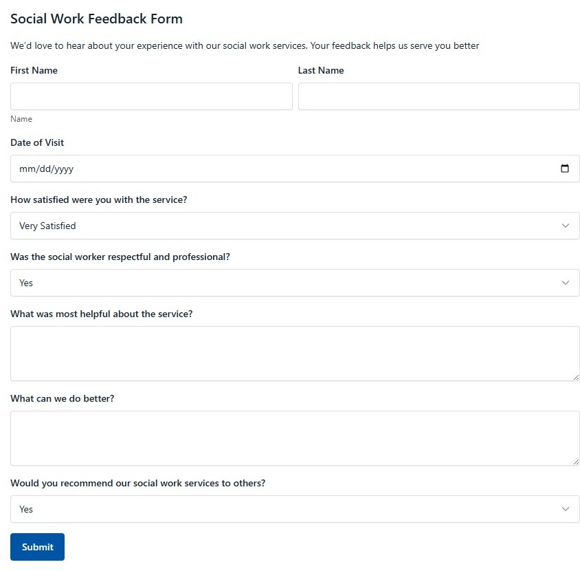 Social Work Feedback Form