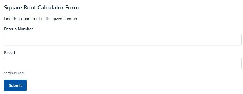 Square Root Calculator Form