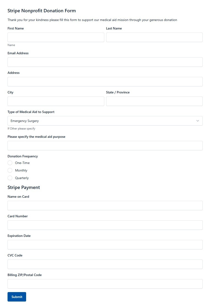 Stripe Nonprofit Donation Form