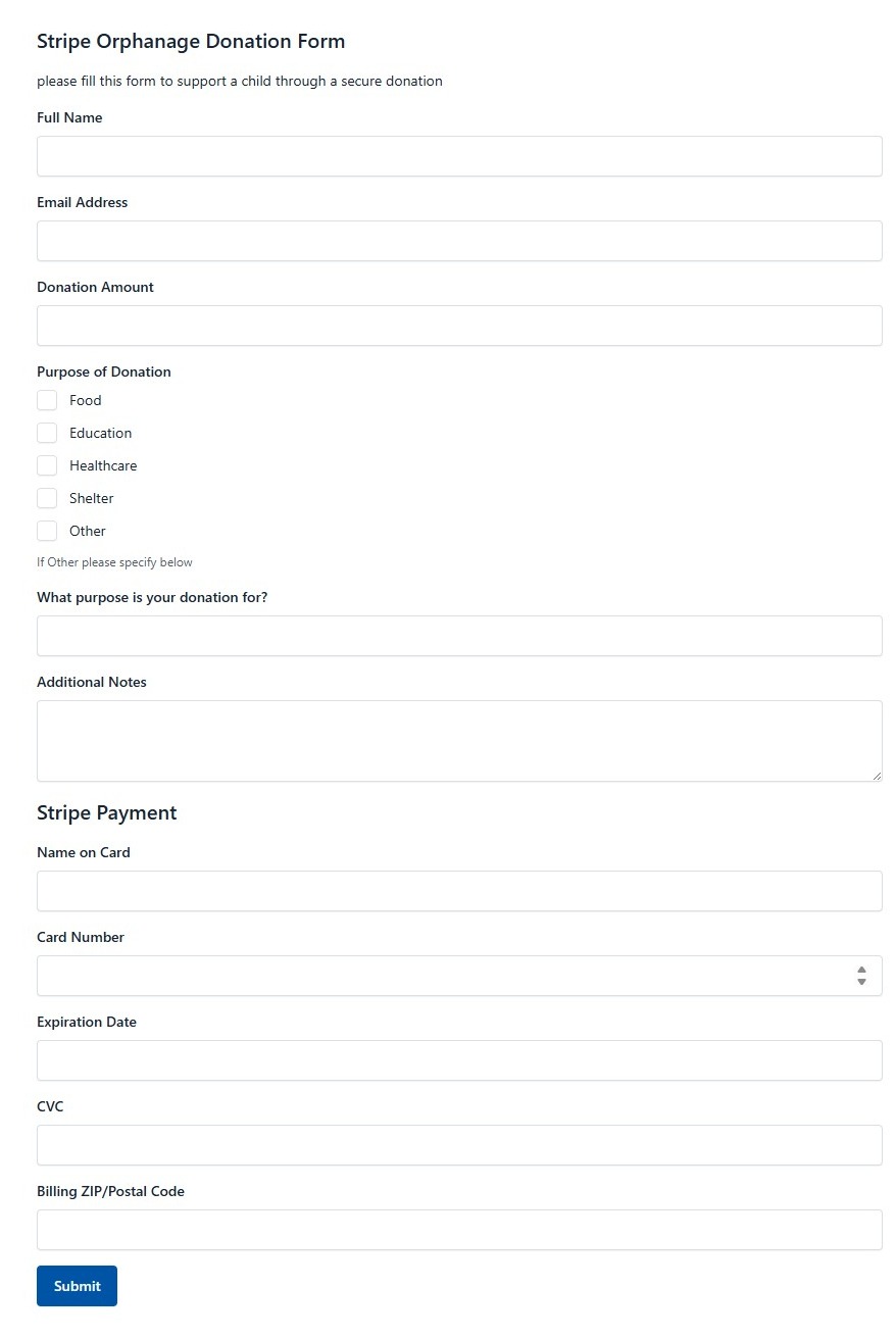 Stripe Orphanage Donation Form