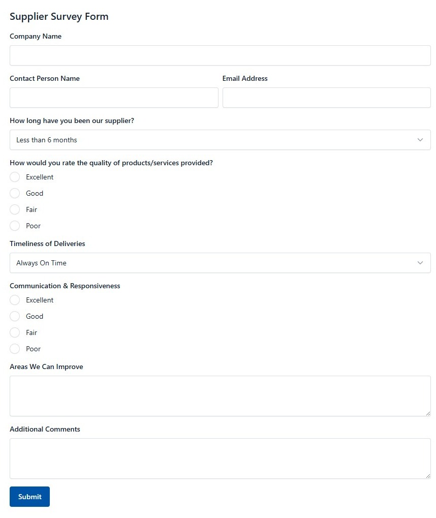 Supplier Survey Form
