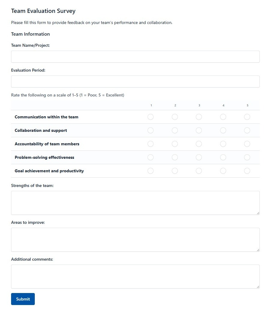 Team Evaluation Survey