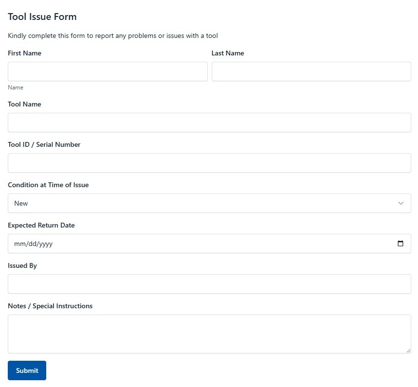 Tool Issue Form