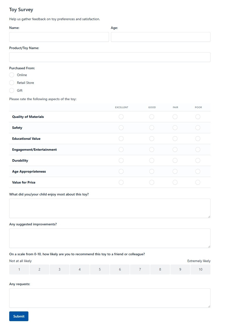 Toy Survey