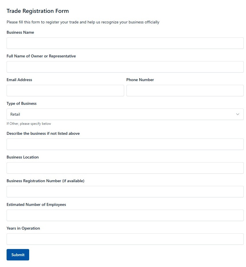 Trade Registration Form