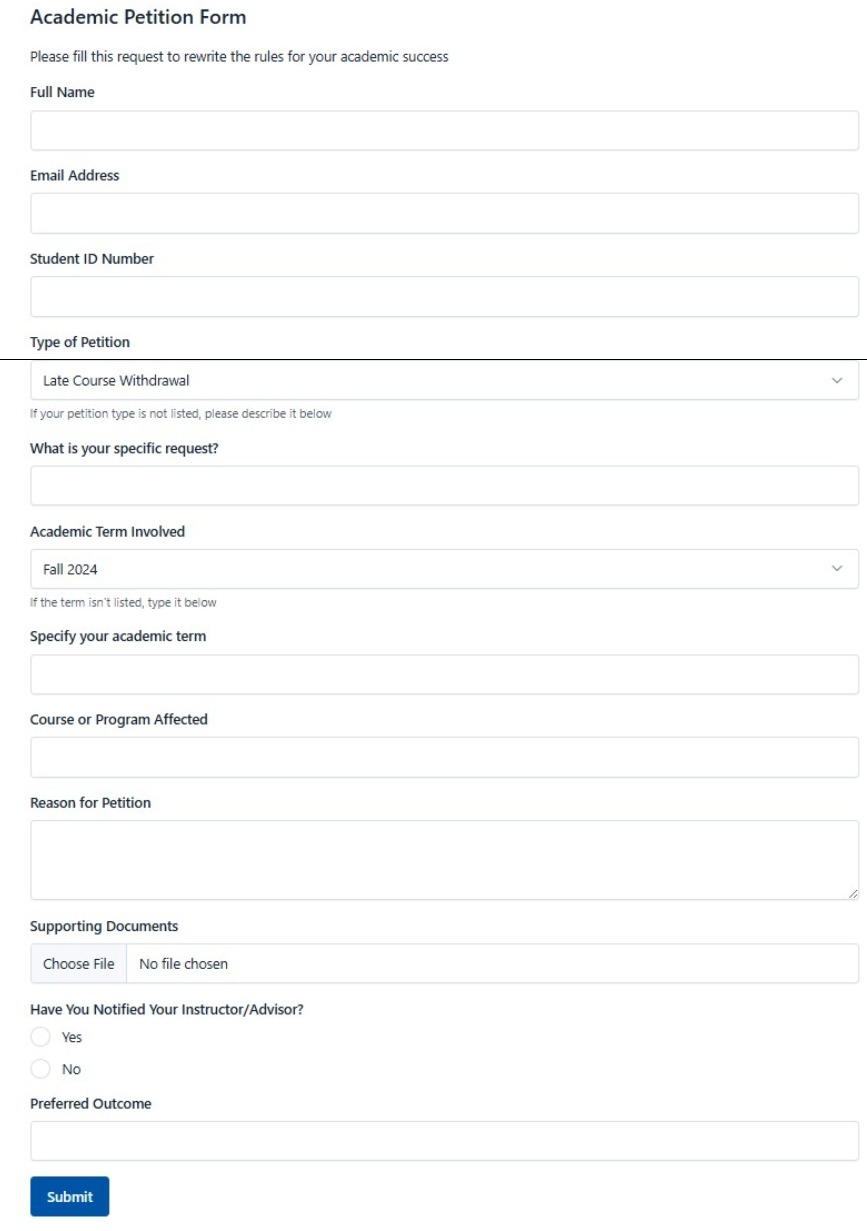 Academic Petition Form