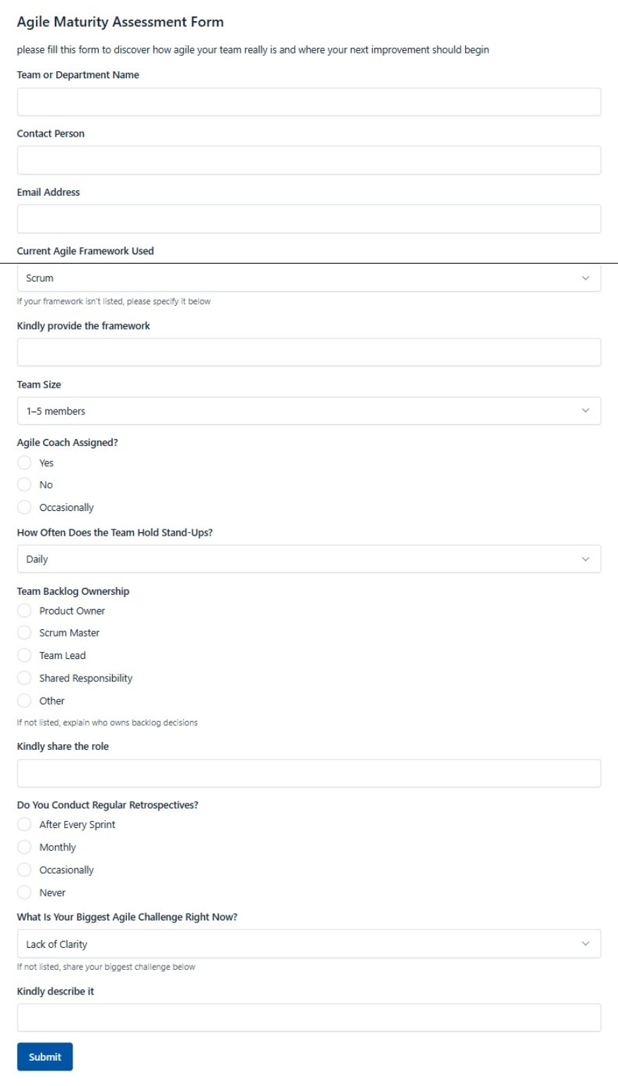 Agile Maturity Assessment Form
