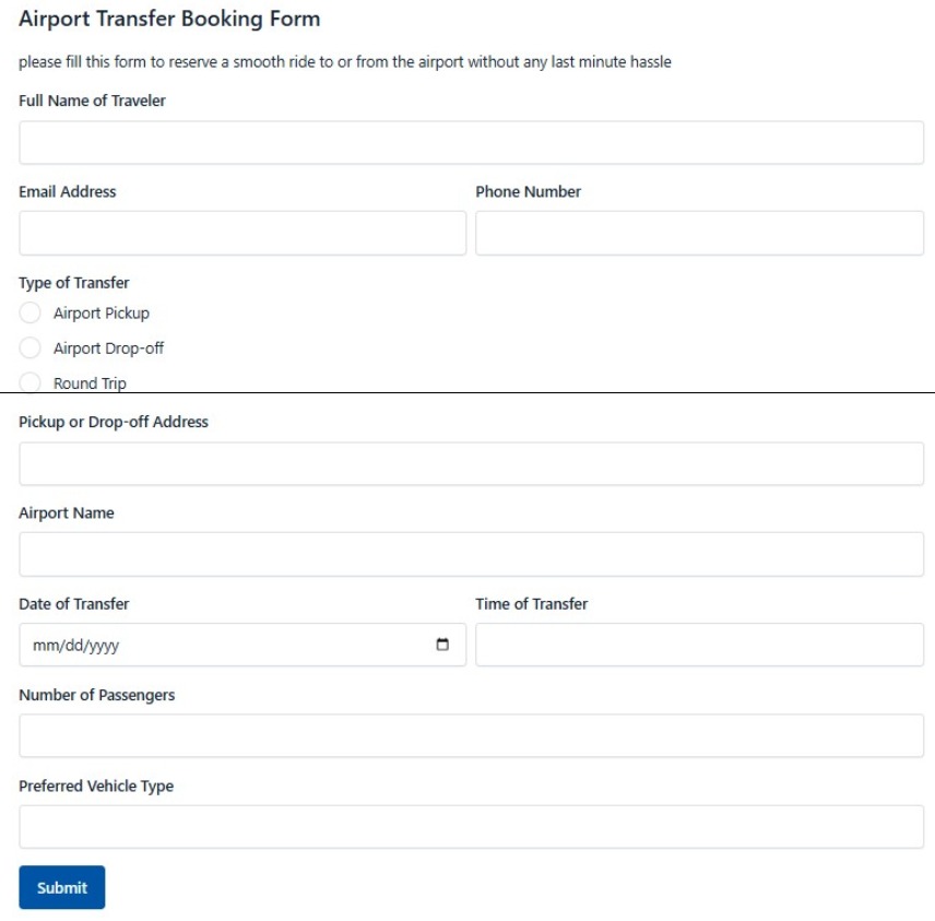 Airport Transfer Booking Form