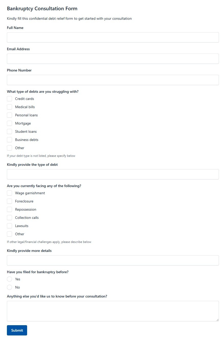 Bankruptcy Consultation Form