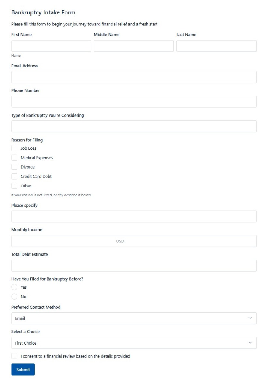 Bankruptcy Intake Form