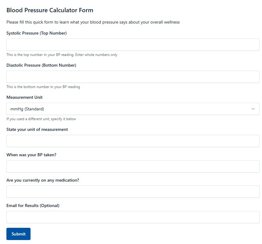 Blood Pressure Calculator Form
