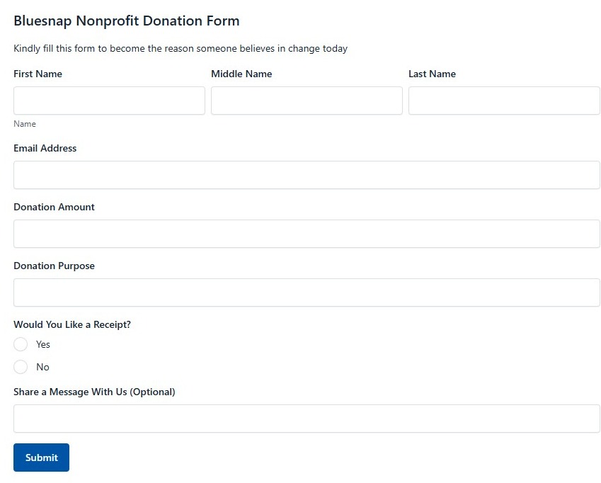 Bluesnap Nonprofit Donation Form