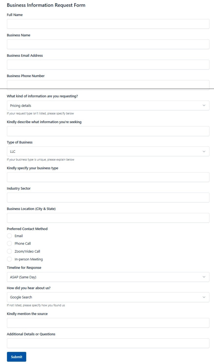 Business Information Request Form