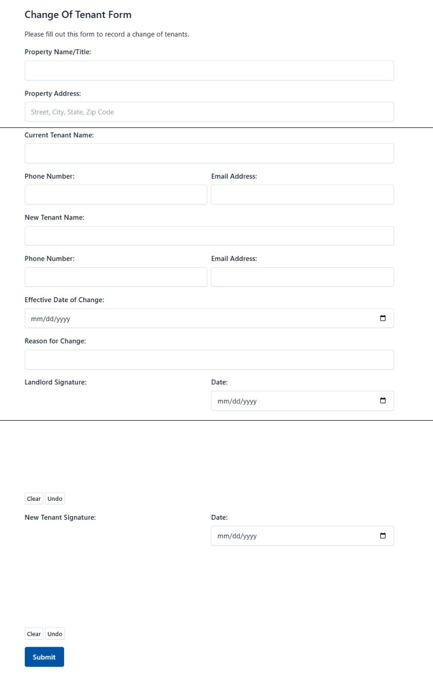 Change Of Tenant Form