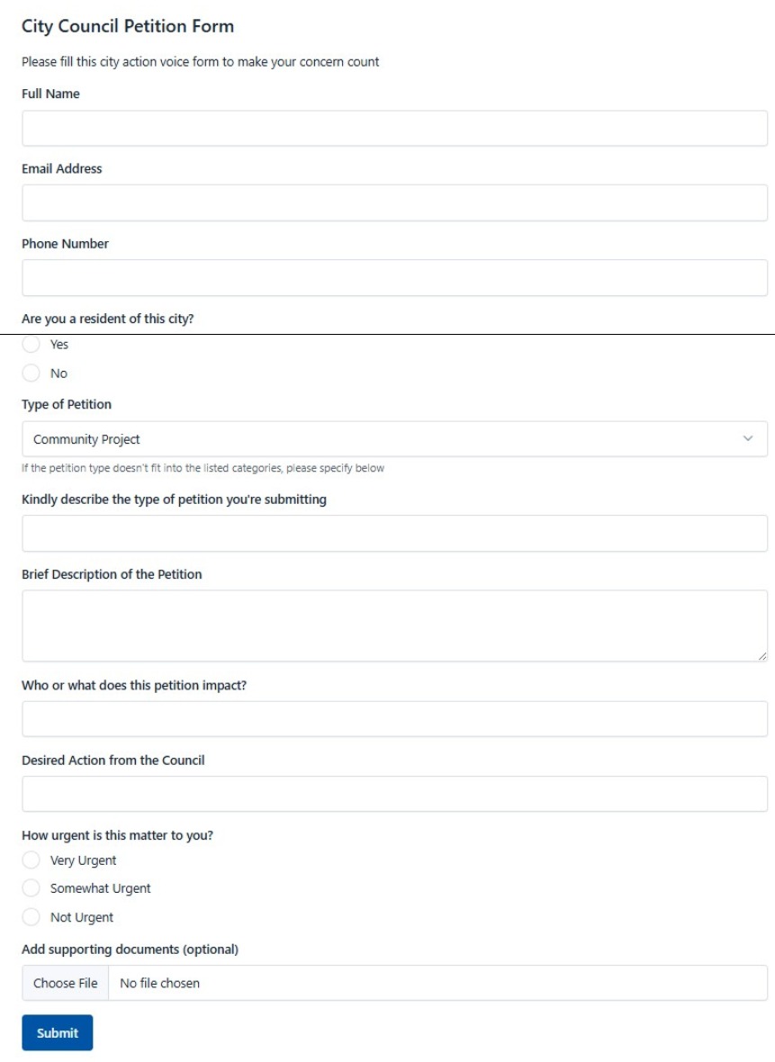 City Council Petition Form