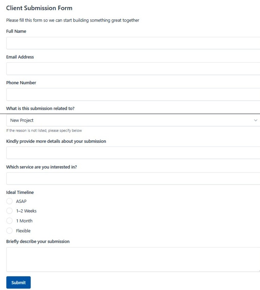 Client Submission Form