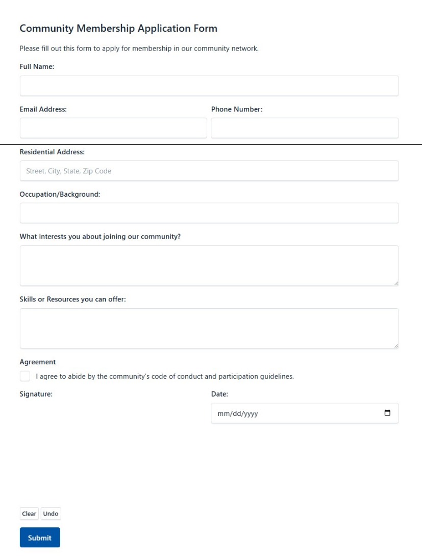 Community Membership Application Form