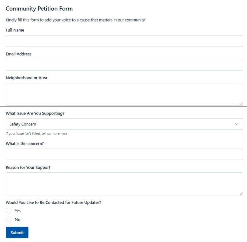Community Petition Form