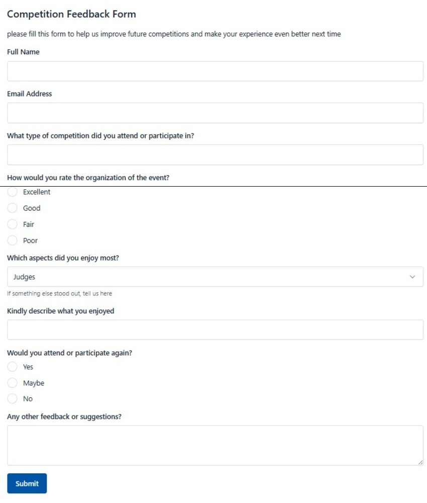 Competition Feedback Form