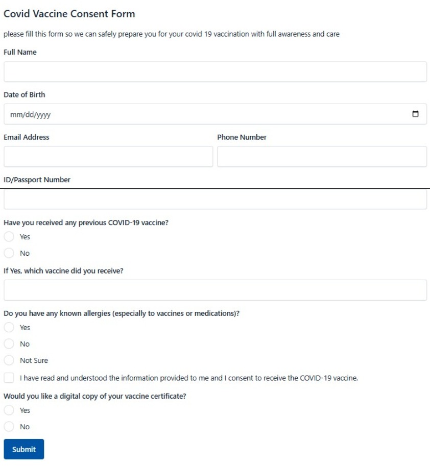 Covid Vaccine Consent Form