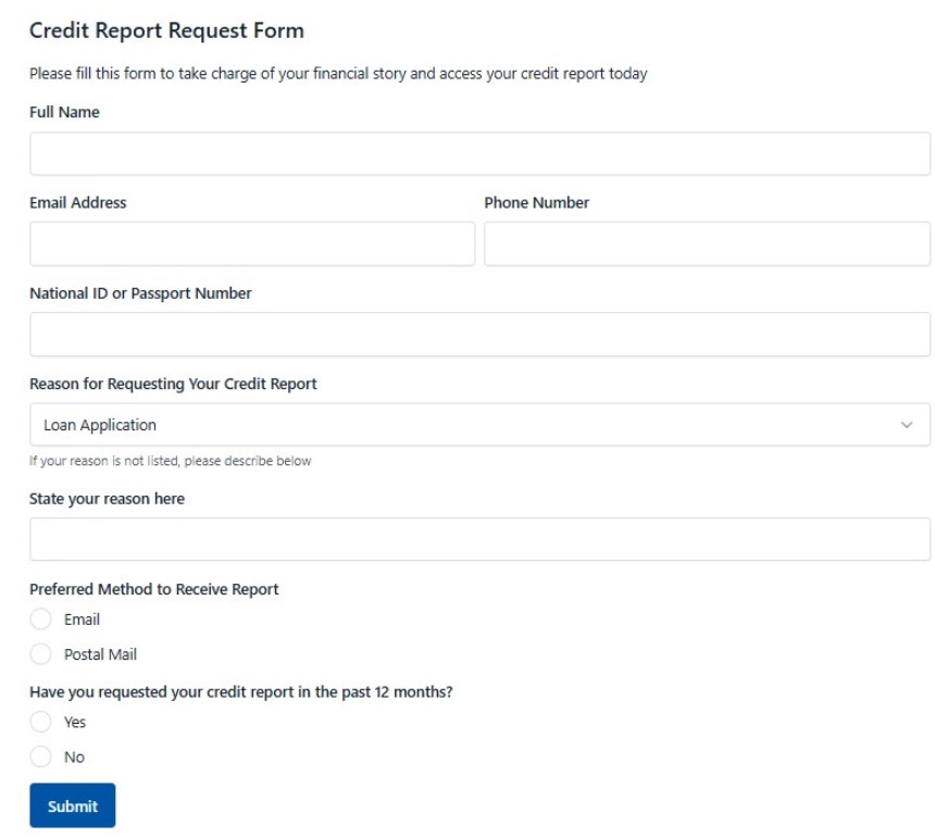 Credit Report Request Form