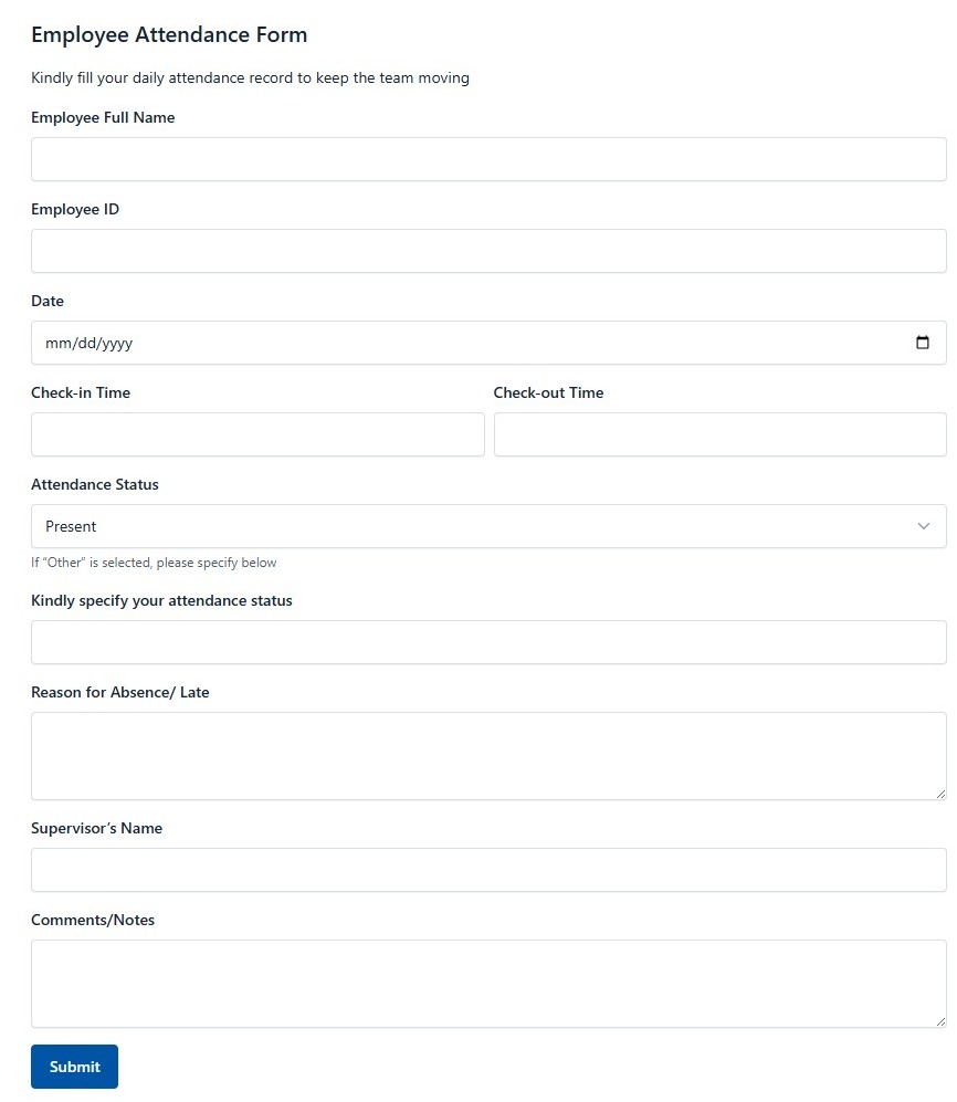 Employee Attendance Form