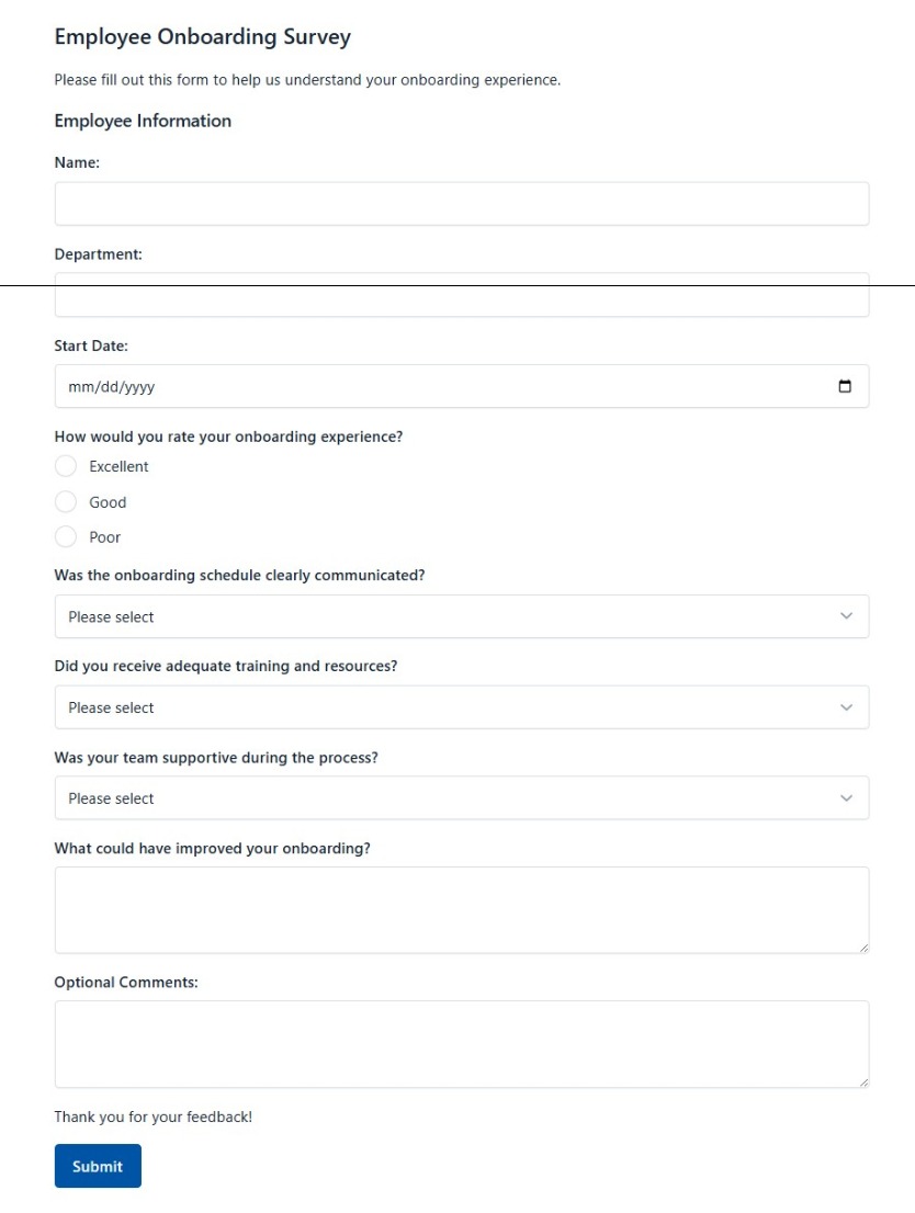 Employee Onboarding Survey