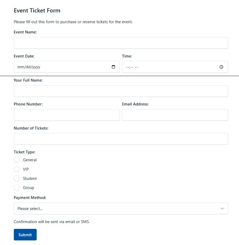 Event Ticket Form
