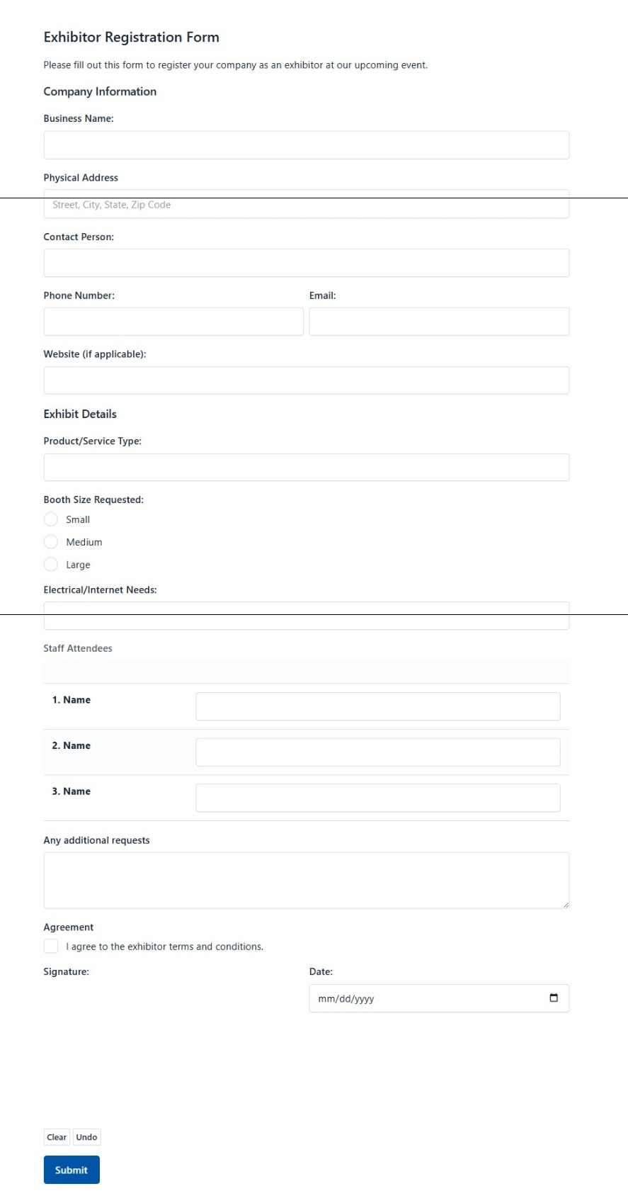 Exhibitor Registration Form