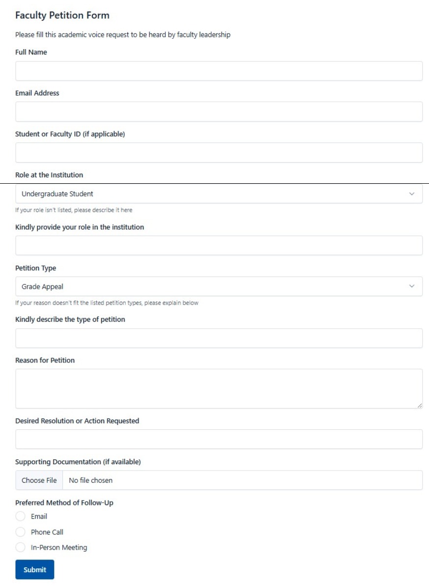 Faculty Petition Form